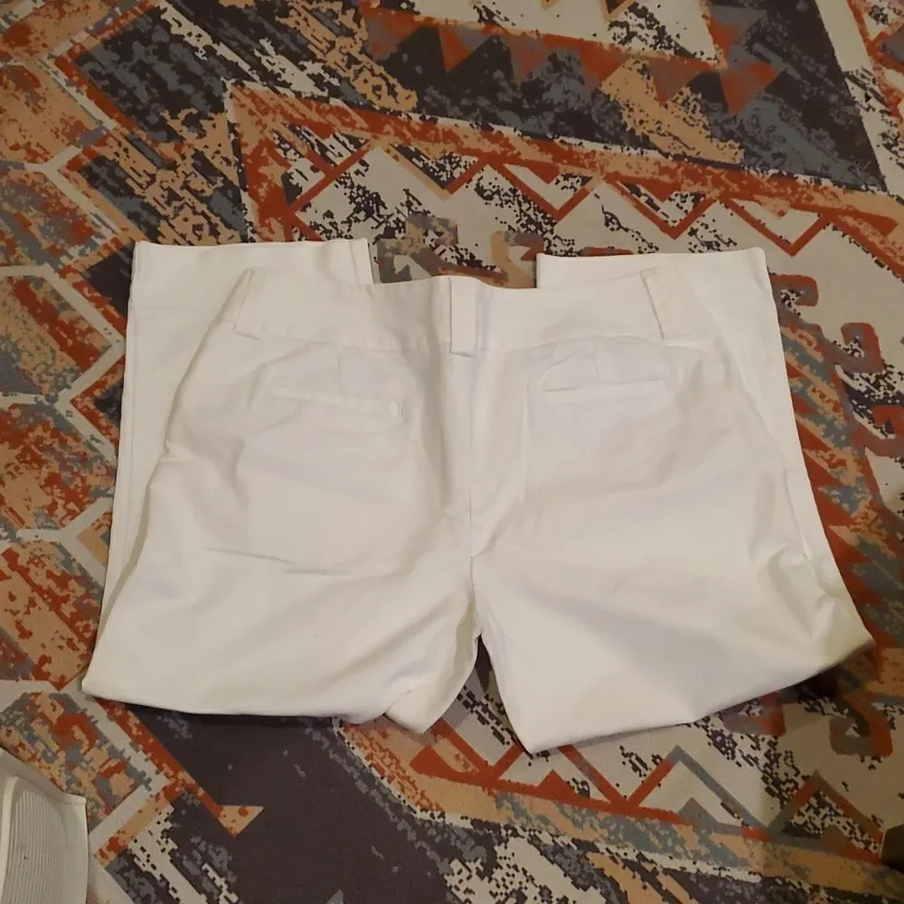 A.N.A. LADIES WHITE CROPPED PANTS-16-COTTON/SPANDEX-WORN ONCE‎